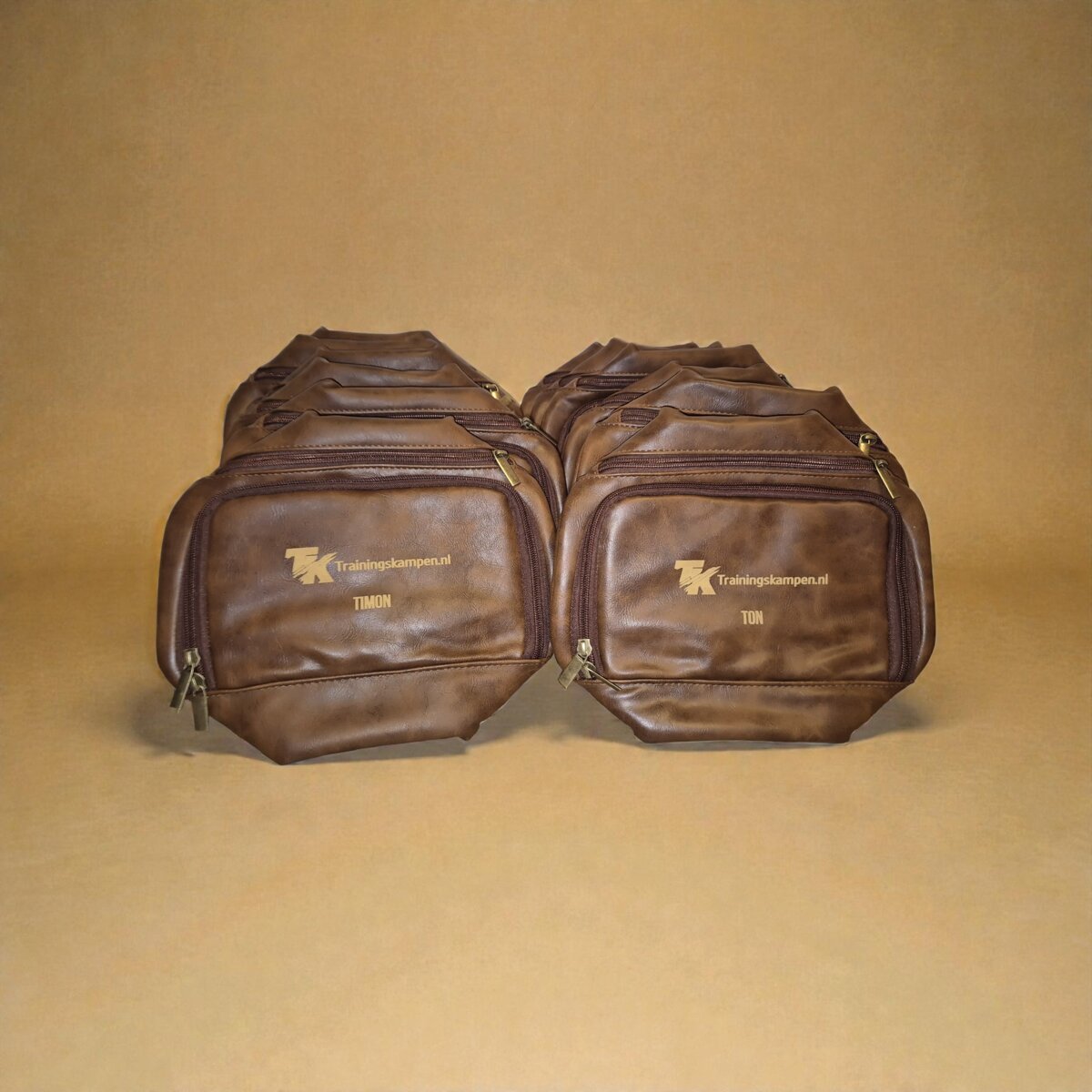 Gegraveerde leren tassen met logo